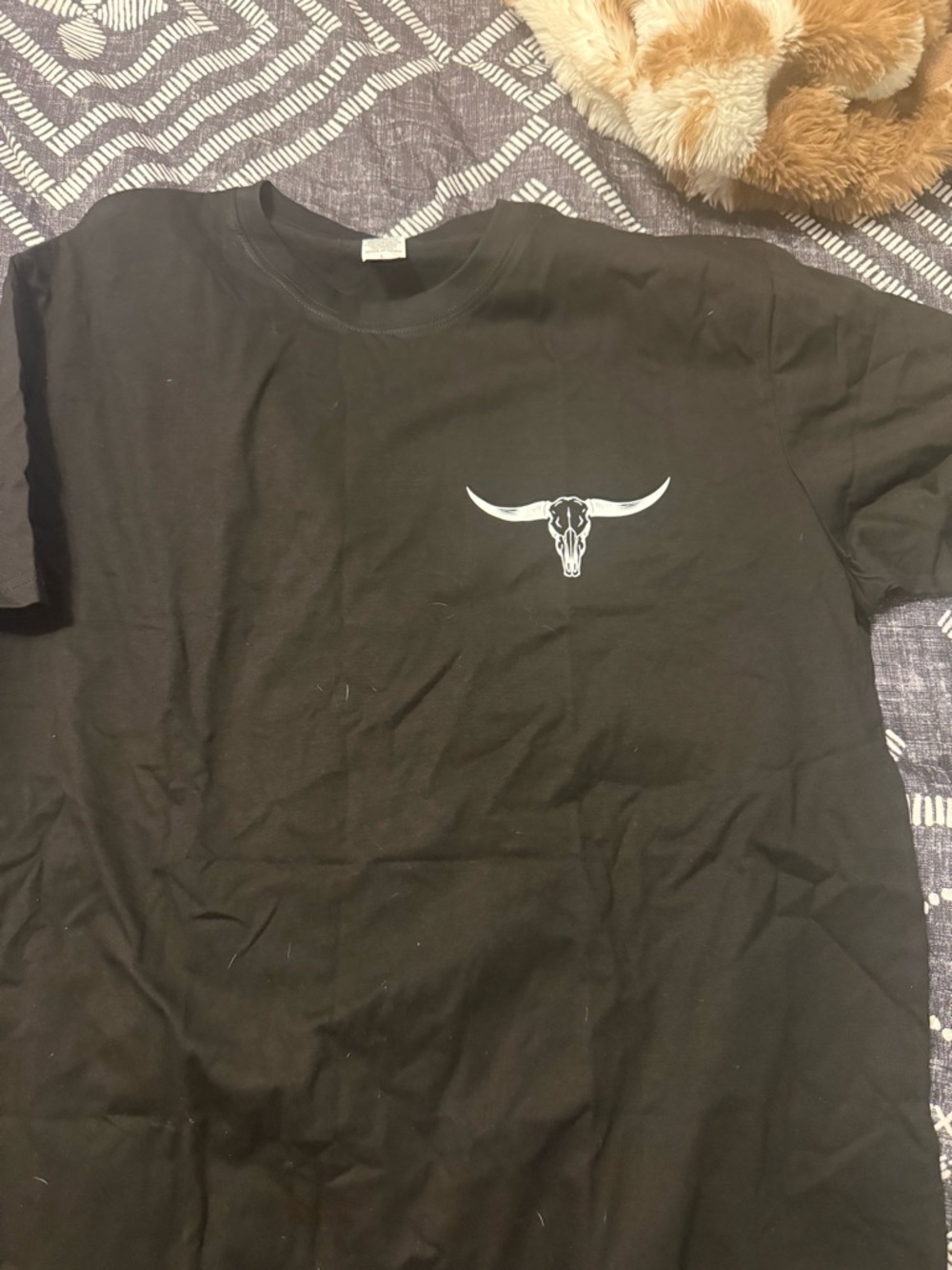 Black womens Graphic Tee with Longhorn Skull